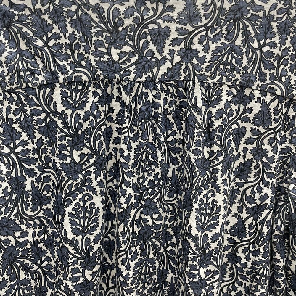 Lucky Brand Vine Print Peasant Top Wide Smocked Cuffs Size Large - Picture 8 of 9